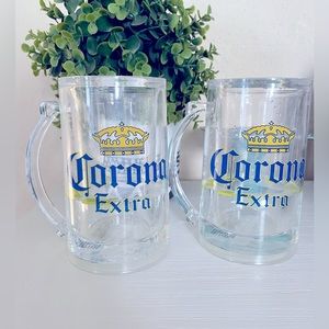 Lot Of 2 16 Oz Corona Extra Freeze frosty Gel plastic Mugs with limes inside